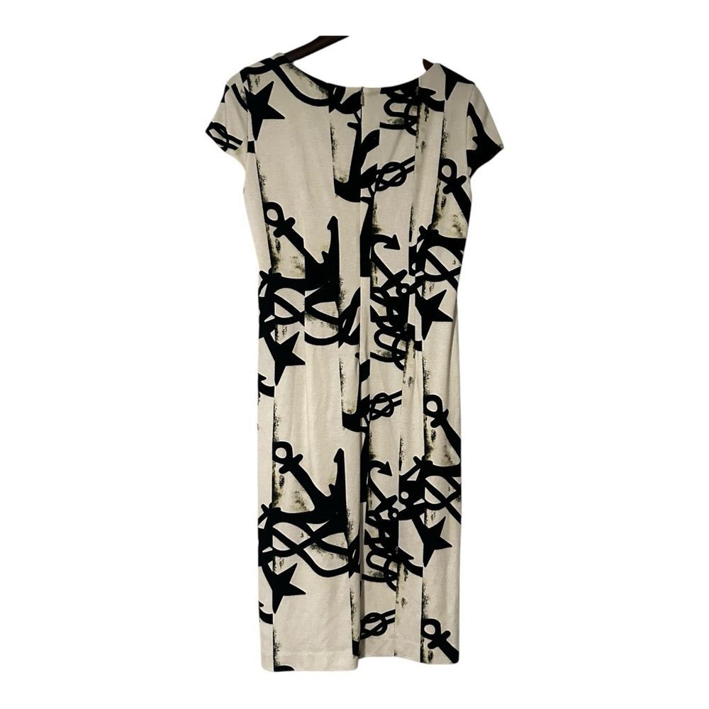 Max Mara Black White Graphic Nautical Print Sheath Midi Dress Size 12 FR 44 - Picture 4 of 13